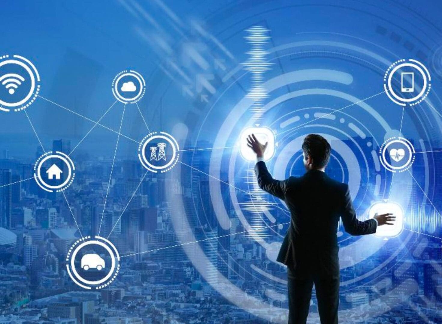 Man man interacting wiht data